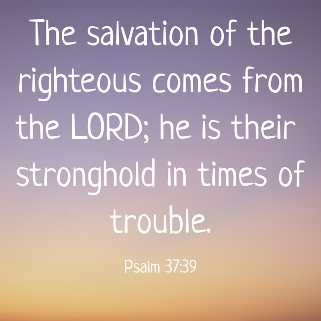 The salvation of the righteous comes from the LORD; he is their stronghold in times of trouble. - Psalm 37:39