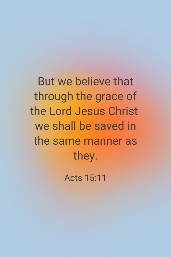 But we believe that through the grace of the Lord Jesus Christ we shall be saved in the same manner as they. - Acts 15:11
