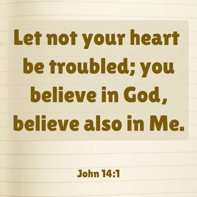 Let not your heart be troubled; you believe in God, believe also in Me. - John 14:1