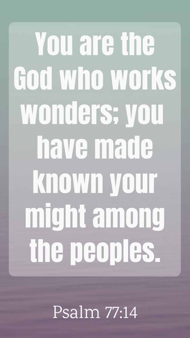 You are the God who works wonders; you have made known your might among the peoples. - Psalm 77:14
