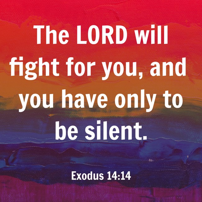 The LORD will fight for you, and you have only to be silent. - Exodus 14:14