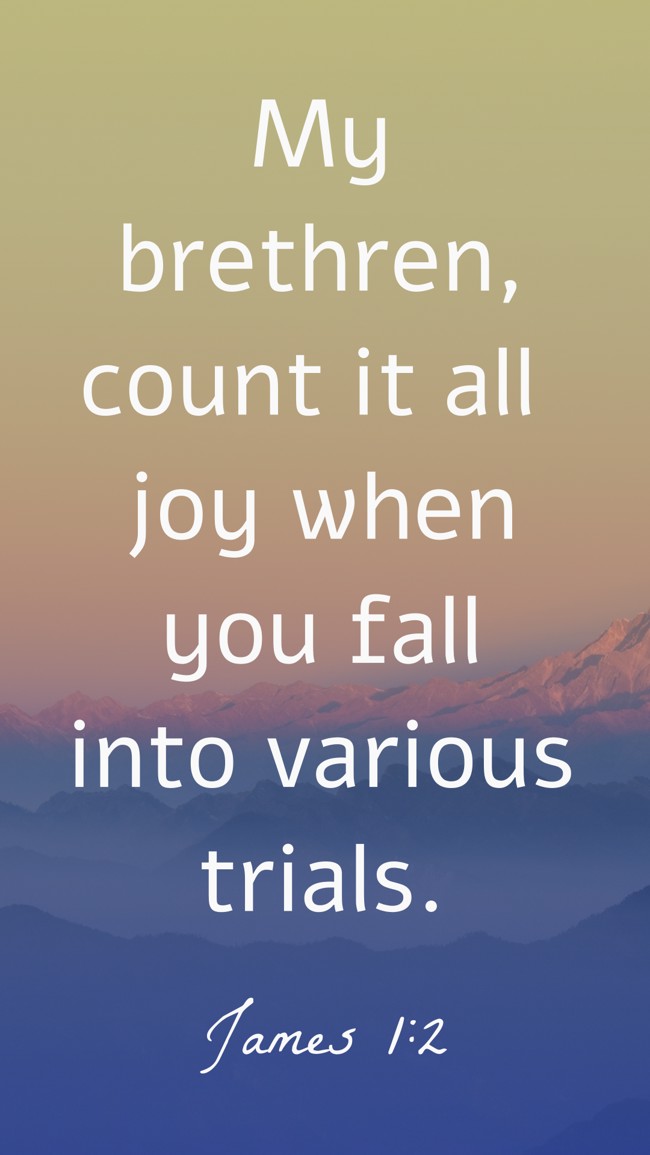 My brethren, count it all joy when you fall into various trials. - James 1:2