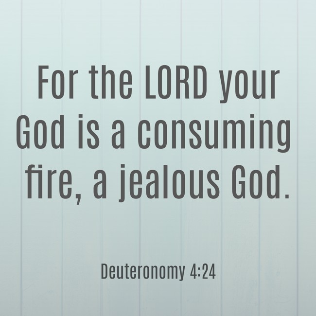 For the LORD your God is a consuming fire, a jealous God. - Deuteronomy 4:24