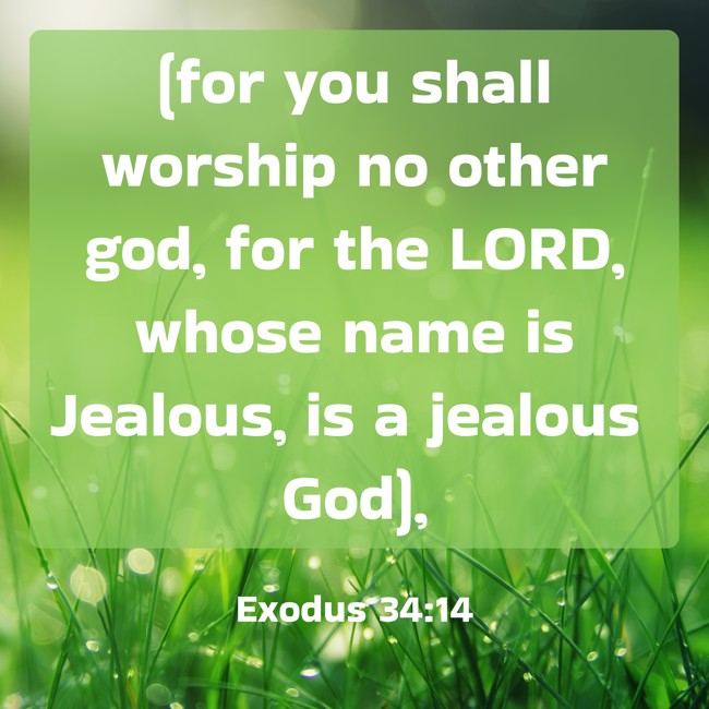 (for you shall worship no other god, for the LORD, whose name is Jealous, is a jealous God), - Exodus 34:14