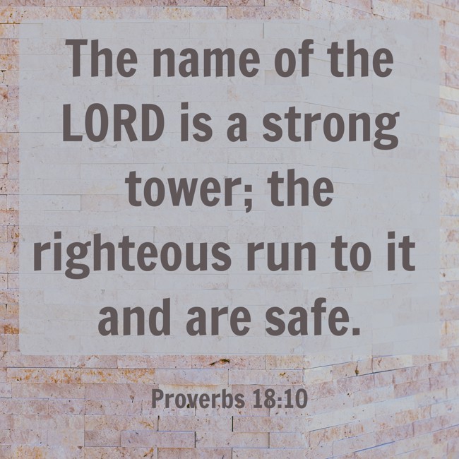 The name of the LORD is a strong tower; the righteous run to it and are safe. - Proverbs 18:10