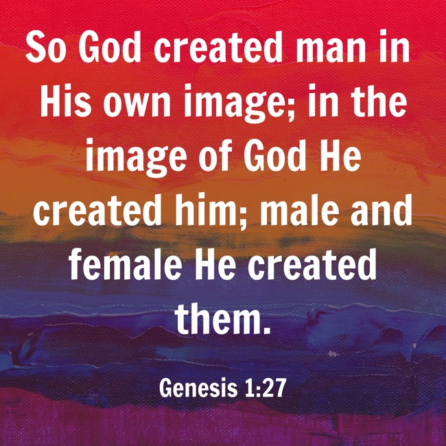 So God created man in His own image; in the image of God He created him; male and female He created them. - Genesis 1:27
