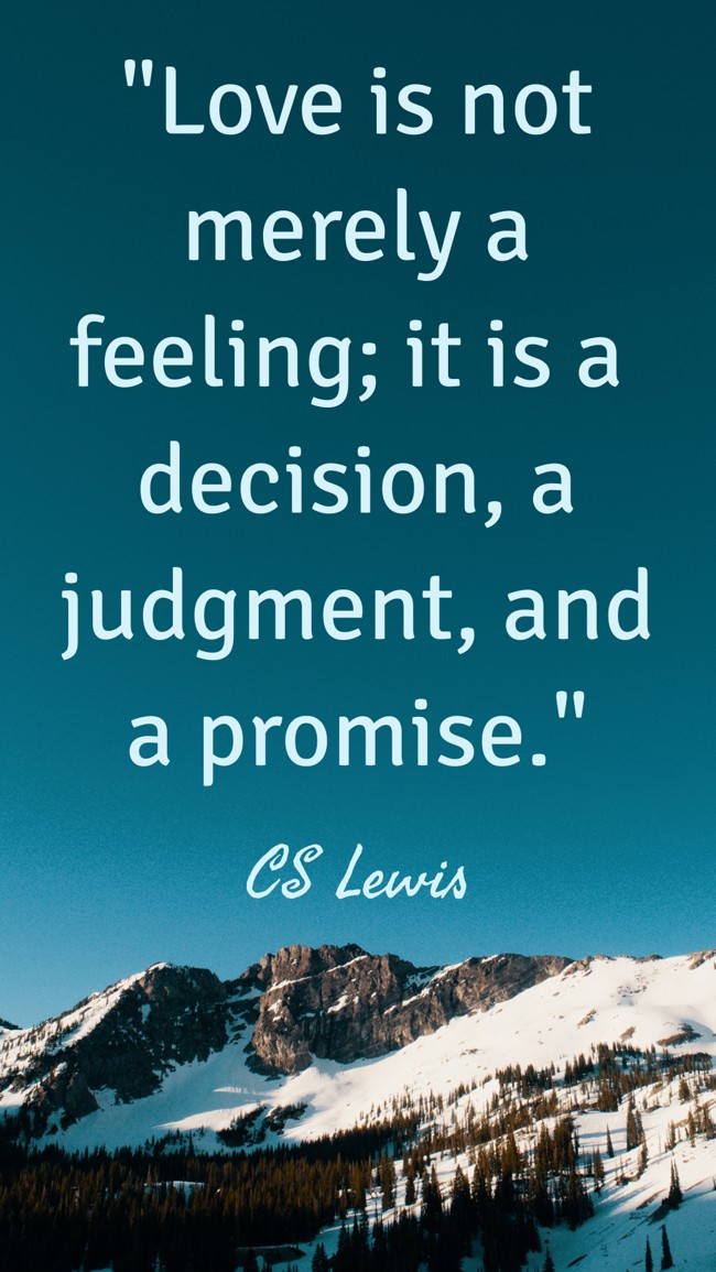 Love is not merely a feeling; it is a decision, a judgment, and a promise. - CS Lewis