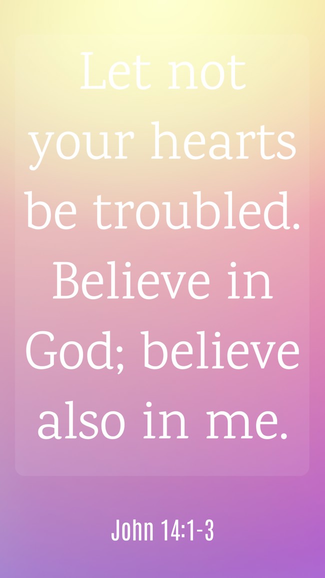 Let not your hearts be troubled. Believe in God; believe also in me. - John 14:1-3