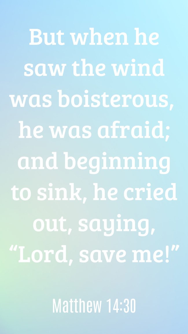 But when he saw the wind was boisterous, he was afraid; and beginning to sink, he cried out, saying, “Lord, save me!” - Matthew 14:30