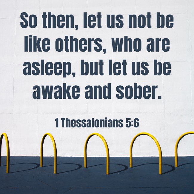 So then, let us not be like others, who are asleep, but let us be awake and sober. - 1 Thessalonians 5:6