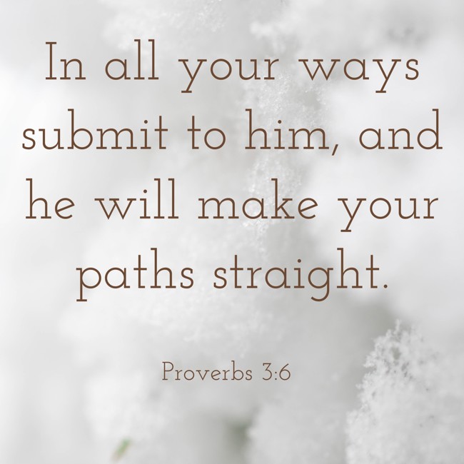In all your ways submit to him, and he will make your paths straight. - Proverbs 3:6