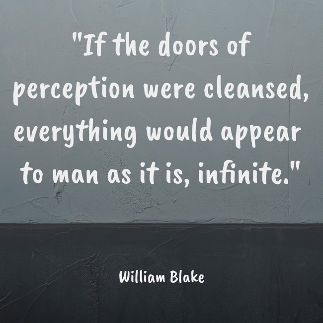 If the doors of perception were cleansed, everything would appear to man as it is, infinite. - William Blake