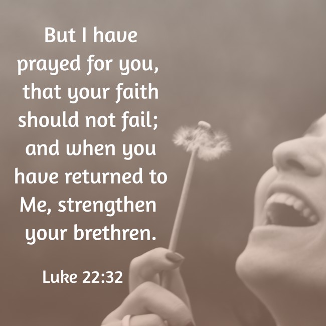 But I have prayed for you, that your faith should not fail; and when you have returned to Me, strengthen your brethren. - Luke 22:32