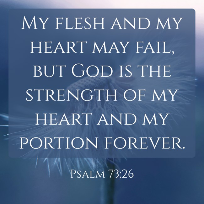  My flesh and my heart may fail, but God is the strength of my heart and my portion forever.   - Psalm 73:26 