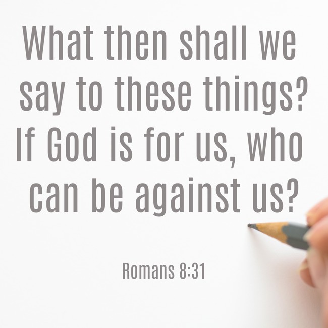 What then shall we say to these things? If God is for us, who can be against us? - Romans 8:31