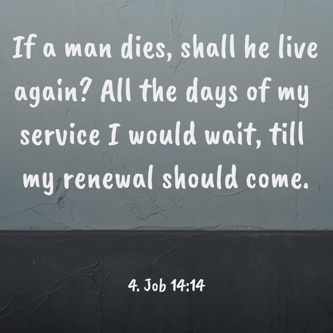 If a man dies, shall he live again? All the days of my service I would wait, till my renewal should come. - 4. Job 14:14