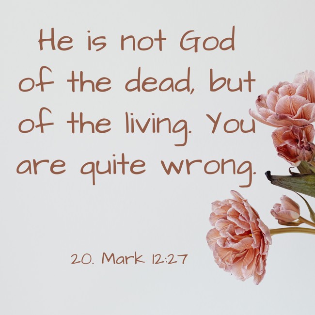He is not God of the dead, but of the living. You are quite wrong. - 20. Mark 12:27