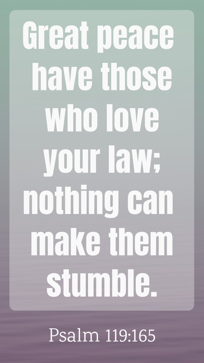 Great peace have those who love your law; nothing can make them stumble. - Psalm 119:165