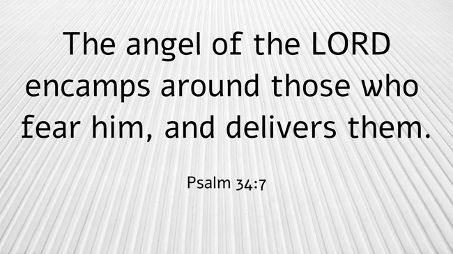 The angel of the LORD encamps around those who fear him, and delivers them. - Psalm 34:7