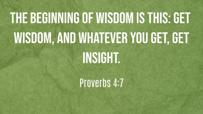 The beginning of wisdom is this: Get wisdom, and whatever you get, get insight. - Proverbs 4:7