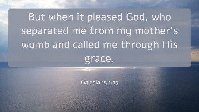 But when it pleased God, who separated me from my mother’s womb and called me through His grace.   - Galatians 1:15 