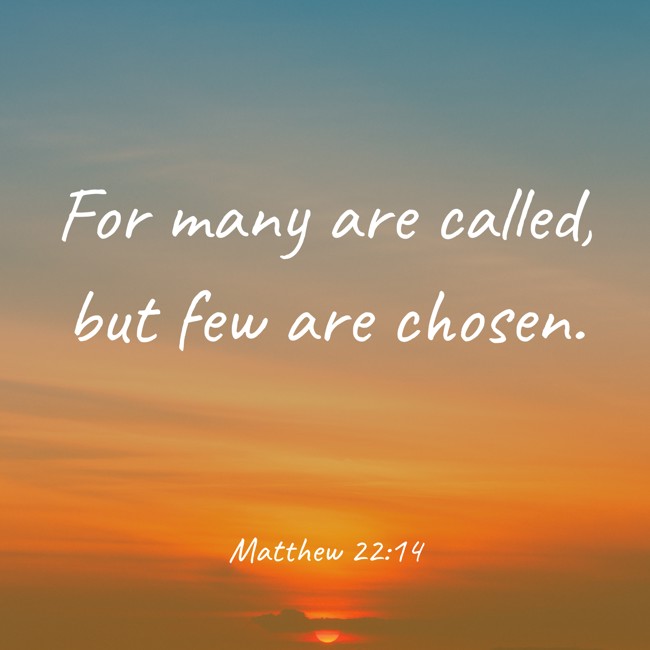  For many are called, but few are chosen.   - Matthew 22:14 