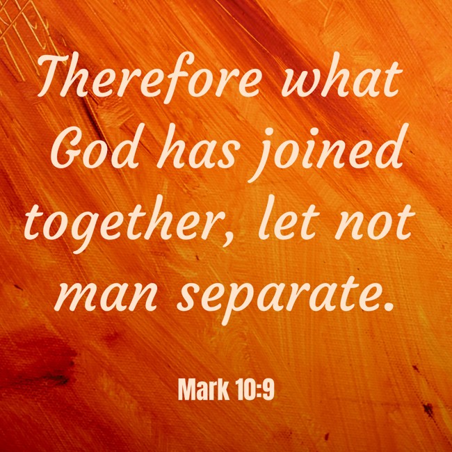 Therefore what God has joined together, let not man separate. - Mark 10:9