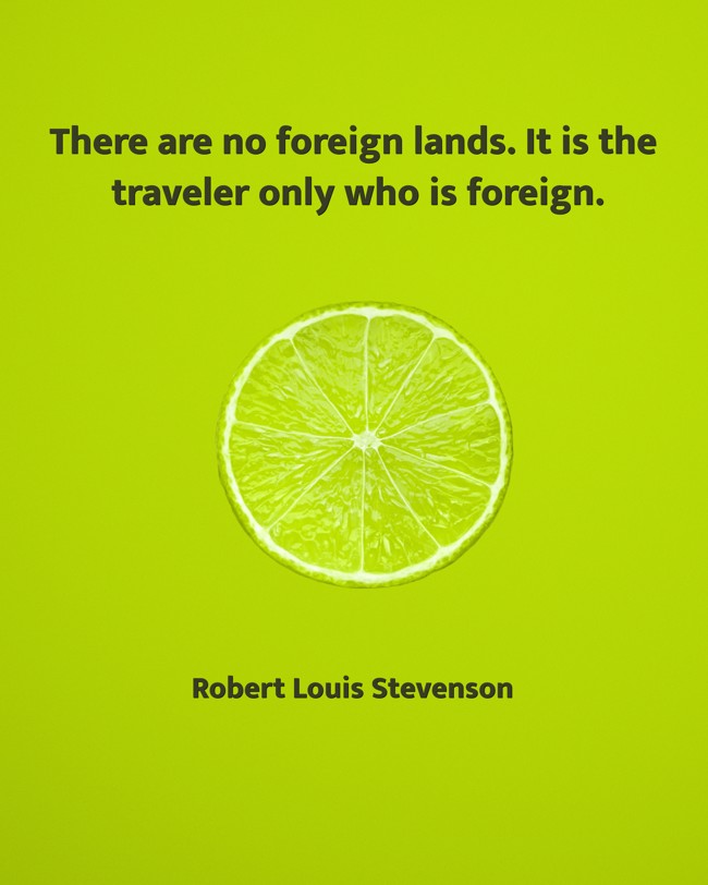 There are no foreign lands. It is the traveler only who is foreign. - Robert Louis Stevenson
