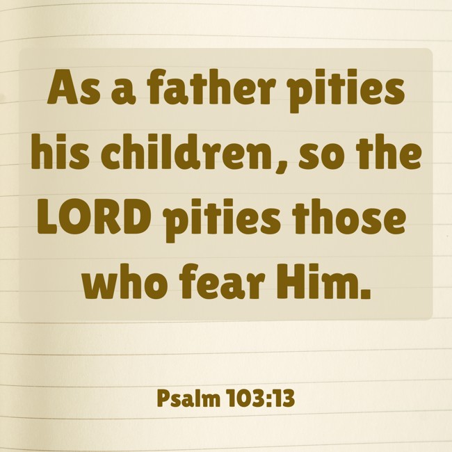 As a father pities his children, so the LORD pities those who fear Him. - Psalm 103:13