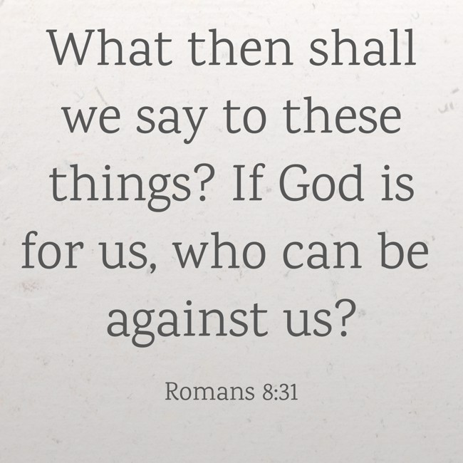  What then shall we say to these things? If God is for us, who can be against us?   - Romans 8:31 
