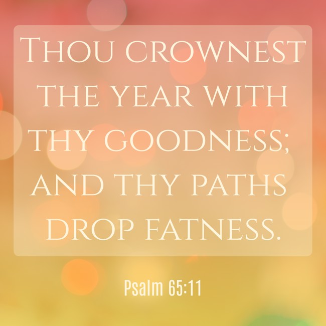  Thou crownest the year with thy goodness; and thy paths drop fatness.   - Psalm 65:11 