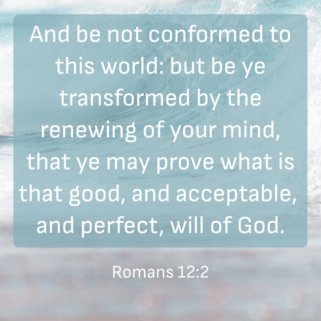  And be not conformed to this world: but be ye transformed by the renewing of your mind, that ye may prove what is that good, and acceptable, and perfect, will of God.   - Romans 12:2 