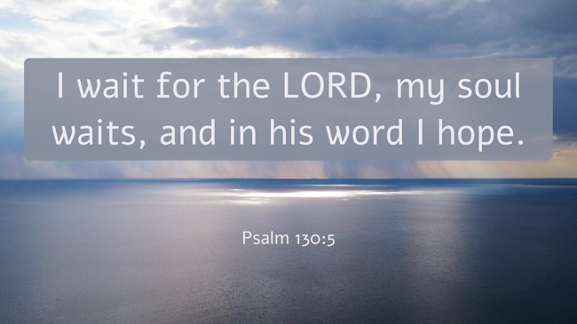 I wait for the LORD, my soul waits, and in his word I hope. - Psalm 130:5