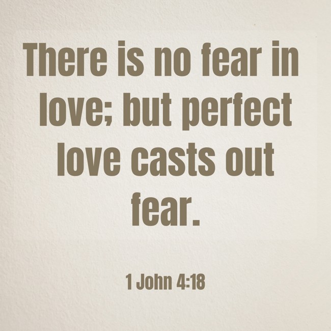 There is no fear in love; but perfect love casts out fear. - 1 John 4:18
