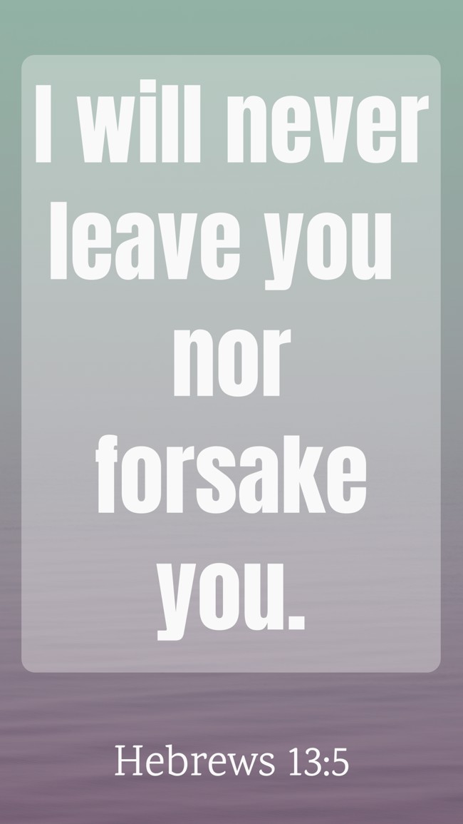 I will never leave you nor forsake you. - Hebrews 13:5