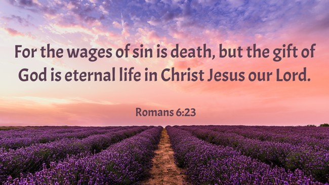 For the wages of sin is death, but the gift of God is eternal life in Christ Jesus our Lord. - Romans 6:23