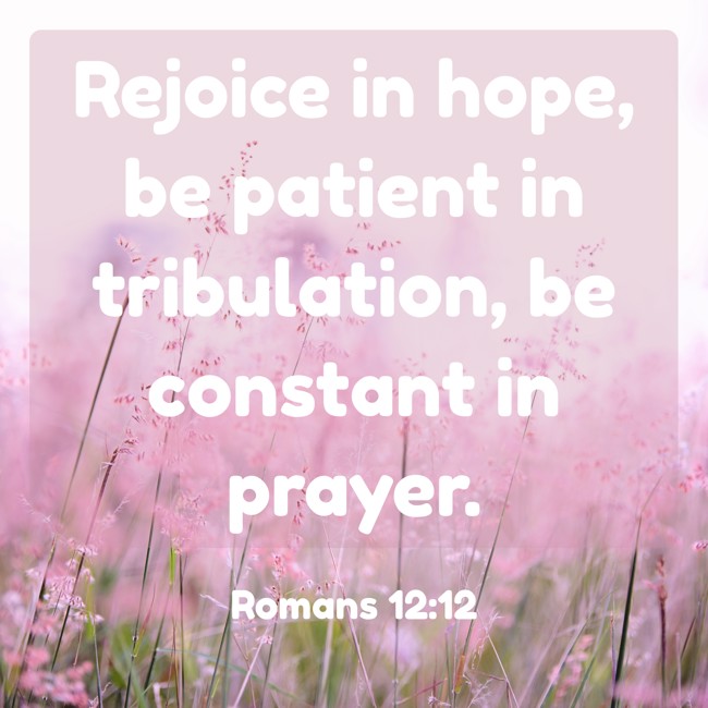 Rejoice in hope, be patient in tribulation, be constant in prayer. - Romans 12:12
