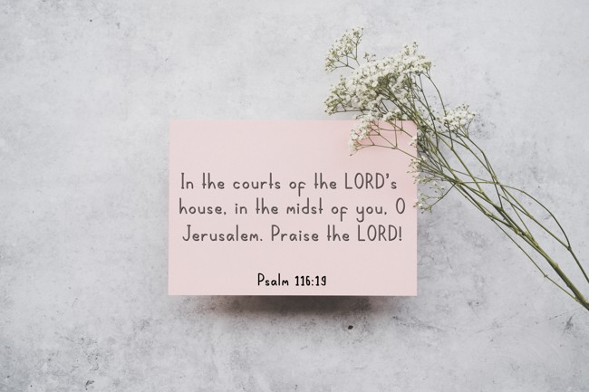 In the courts of the LORD’s house, in the midst of you, O Jerusalem. Praise the LORD! - Psalm 116:19