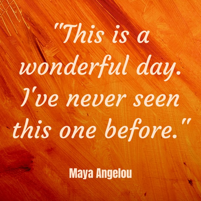 This is a wonderful day. I've never seen this one before. - Maya Angelou