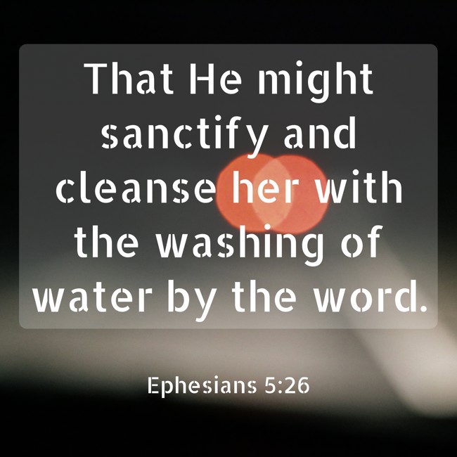 That He might sanctify and cleanse her with the washing of water by the word. - Ephesians 5:26