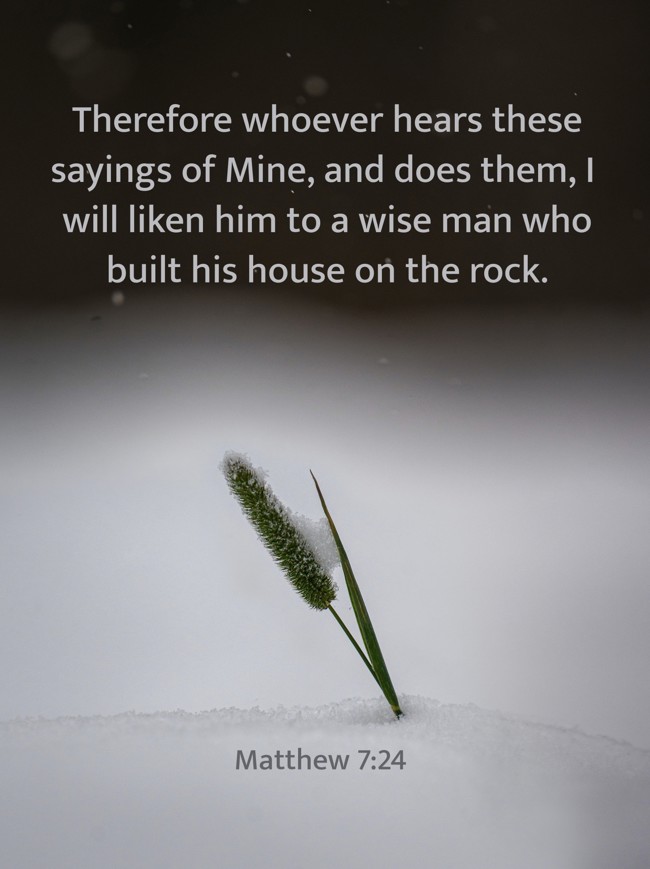 Therefore whoever hears these sayings of Mine, and does them, I will liken him to a wise man who built his house on the rock. - Matthew 7:24