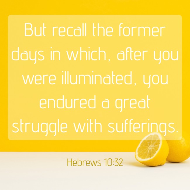 But recall the former days in which, after you were illuminated, you endured a great struggle with sufferings. - Hebrews 10:32