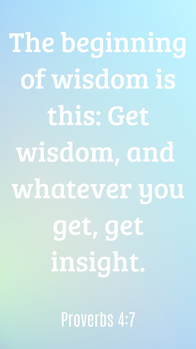 The beginning of wisdom is this: Get wisdom, and whatever you get, get insight. - Proverbs 4:7