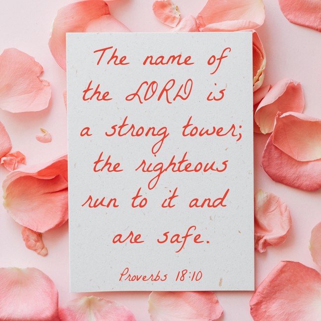 The name of the LORD is a strong tower; the righteous run to it and are safe. - Proverbs 18:10