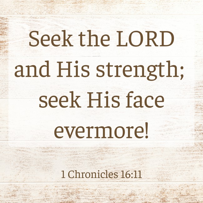 Seek the LORD and His strength; seek His face evermore! - 1 Chronicles 16:11