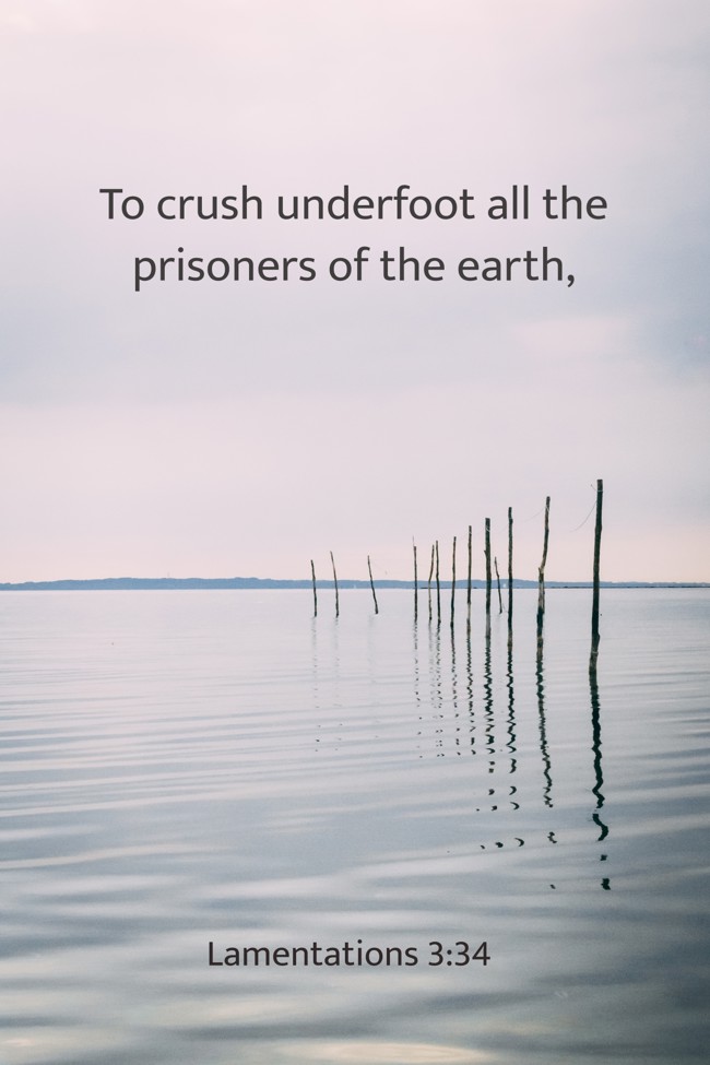 To crush underfoot all the prisoners of the earth, - Lamentations 3:34