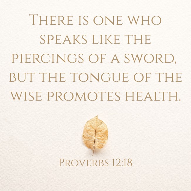 There is one who speaks like the piercings of a sword, but the tongue of the wise promotes health. - Proverbs 12:18