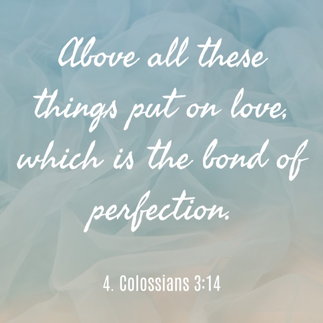 Above all these things put on love, which is the bond of perfection. - 4. Colossians 3:14