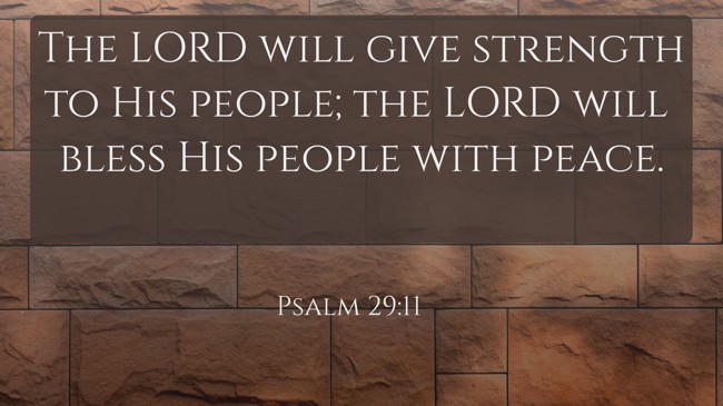 The LORD will give strength to His people; the LORD will bless His people with peace. - Psalm 29:11