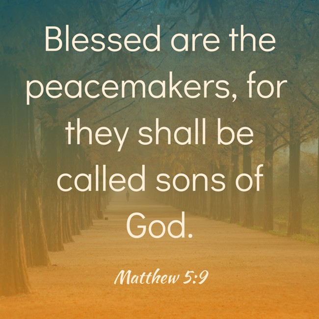 Blessed are the peacemakers, for they shall be called sons of God. - Matthew 5:9